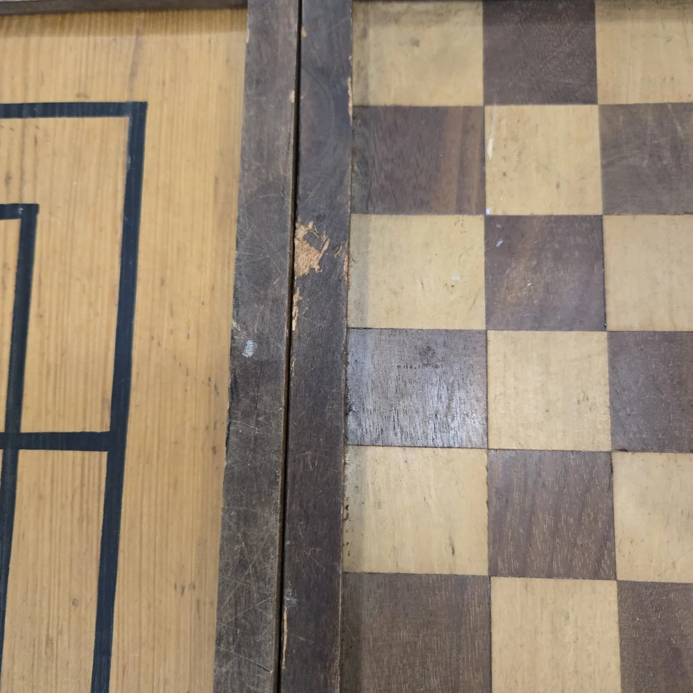 Vintage Wooden Checkers Backgammon Set Folding Board Games Rustic Decor. - Picture 4 of 16